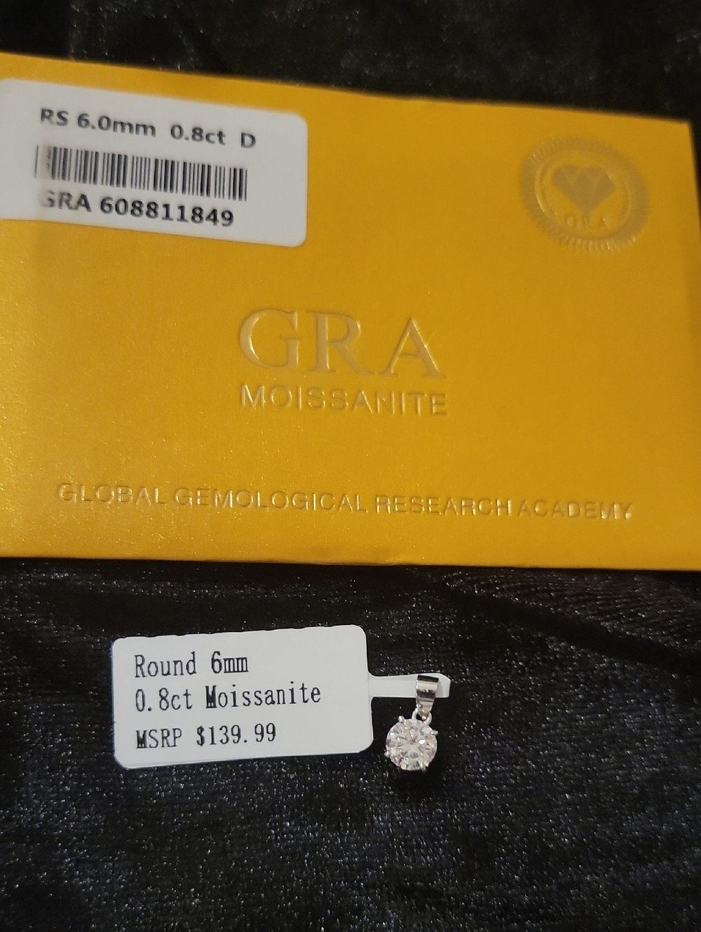 Source Unknown Sterling Silver Moissanite Pendant .8 Ct